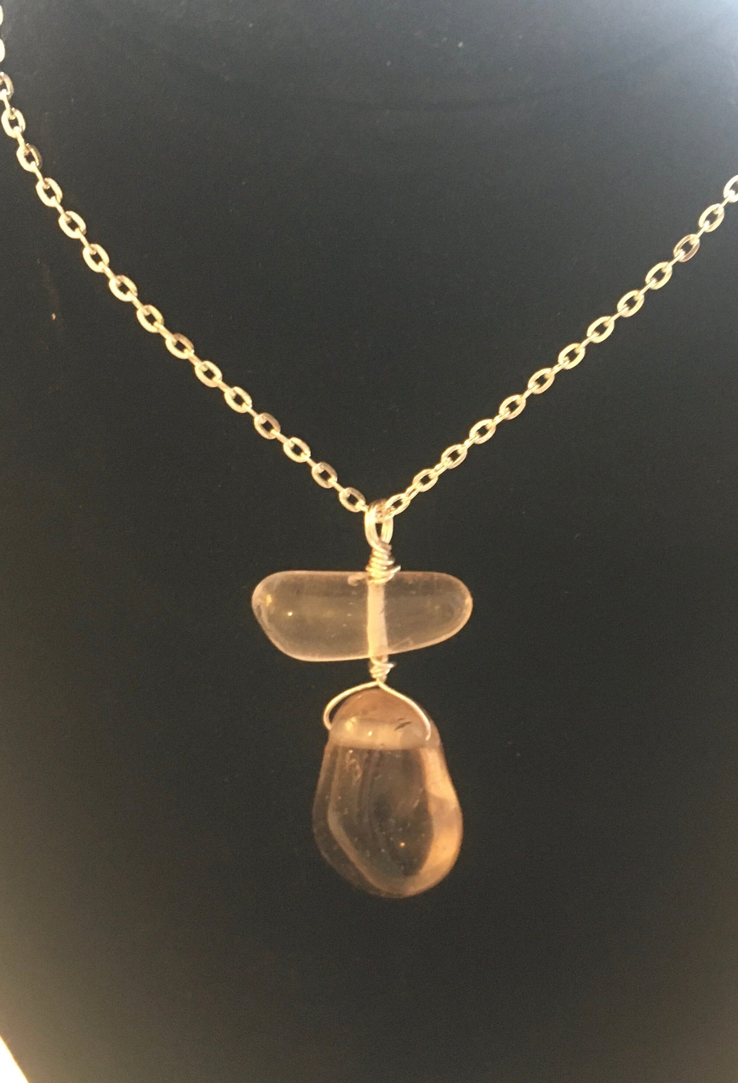 Clear Quartz pendant, smokey quartz pendant, one of a kind pendant, hand crafted, minimalist pendant