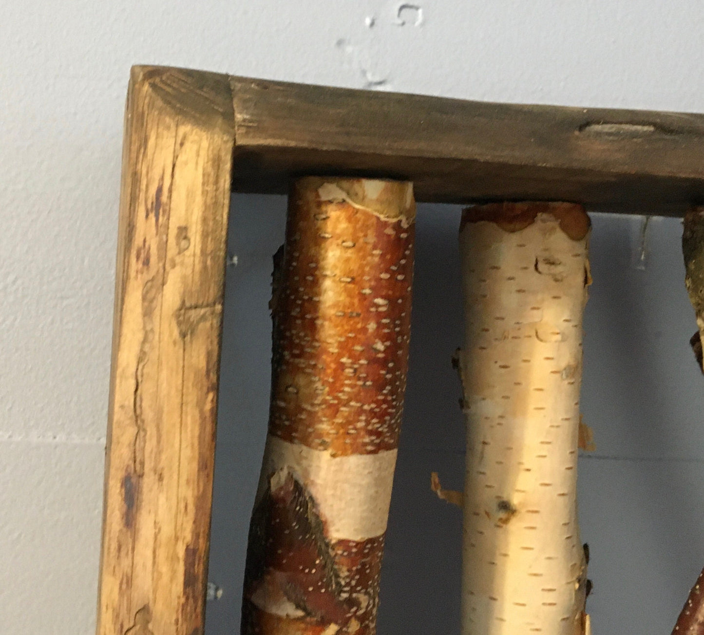 birch pole wall decor, rustic decor, framed wall art, 3d shadow box, birch branch decor, inspired by nature