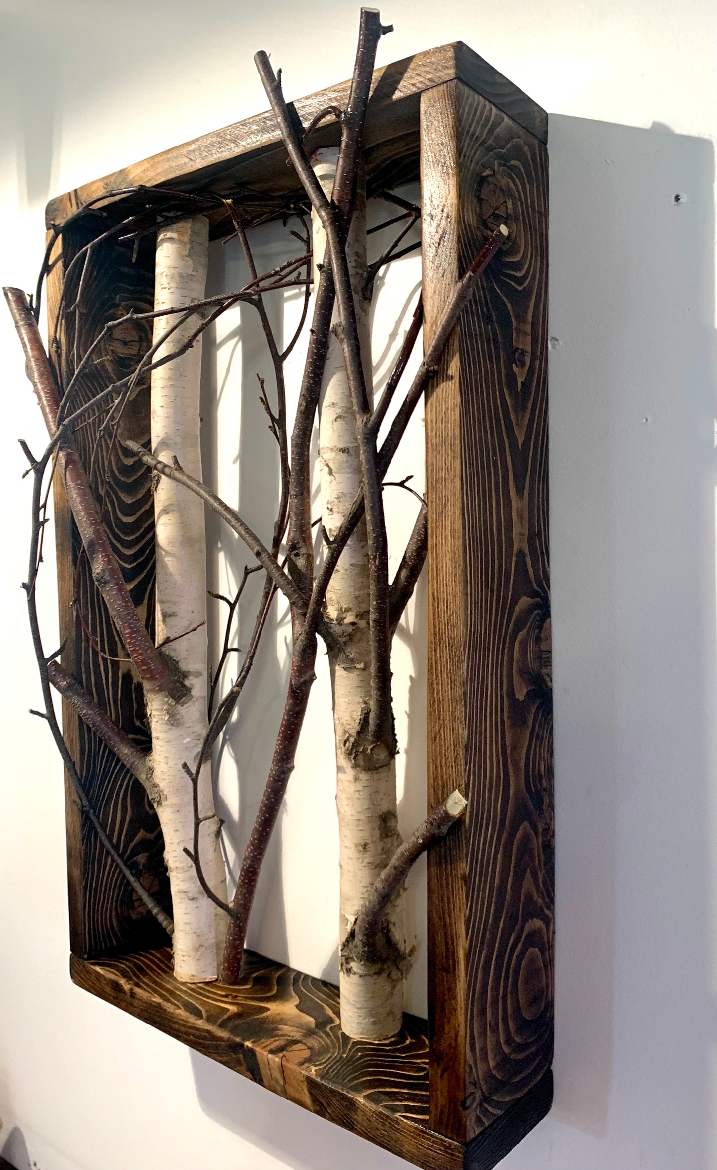 A walk in the woods, Rustic 3d birch shadow box, wall decor, rustic decor, cabin decor, nature inspired decor, custom orders welcome