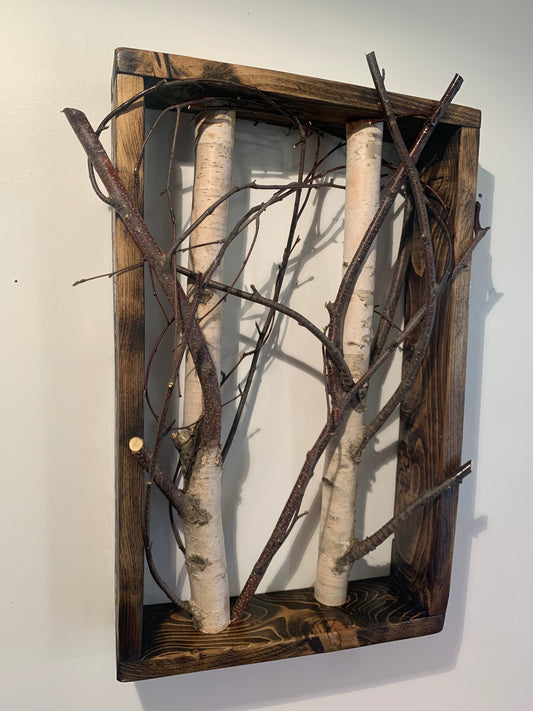 Custom Order for Oday - 2 birch branch shadow boxes