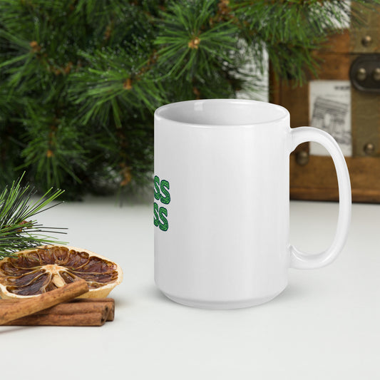 Moss Boss White glossy mug