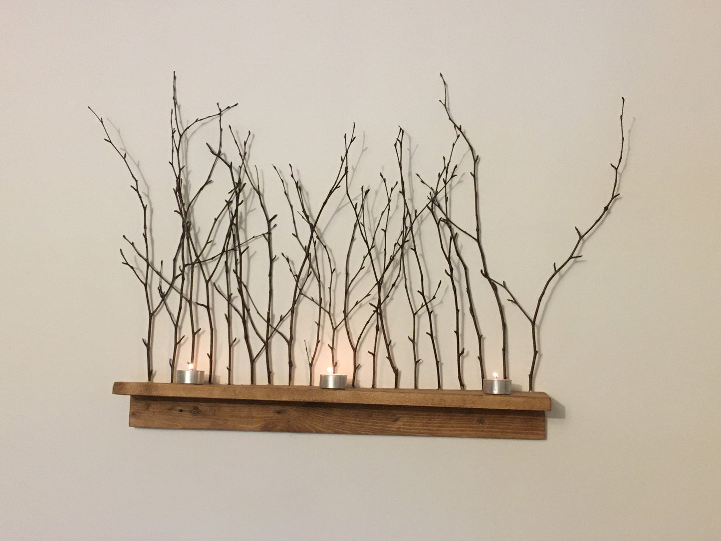 Birch twig wall shelf, nature inspired decor, cottage decor.